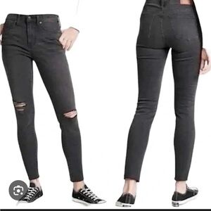 Madewell High-Rise Distressed Charcoal Jeans